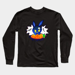 Cute Jack O Lantern Bunny Halloween Trick Or Treat Graphic Illustration Novelty Long Sleeve T-Shirt